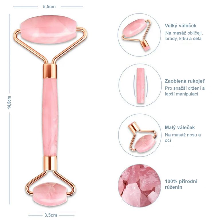 Masážní váleček Face Roller, růženín - Image 3