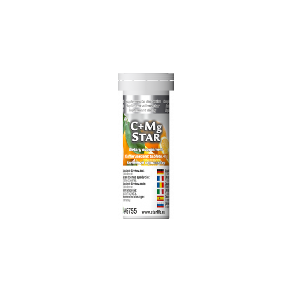 C+Mg star šumivé tablety s vitaminem C a hořčíkem pro posílení imunity snížení únavy a vyčerpání